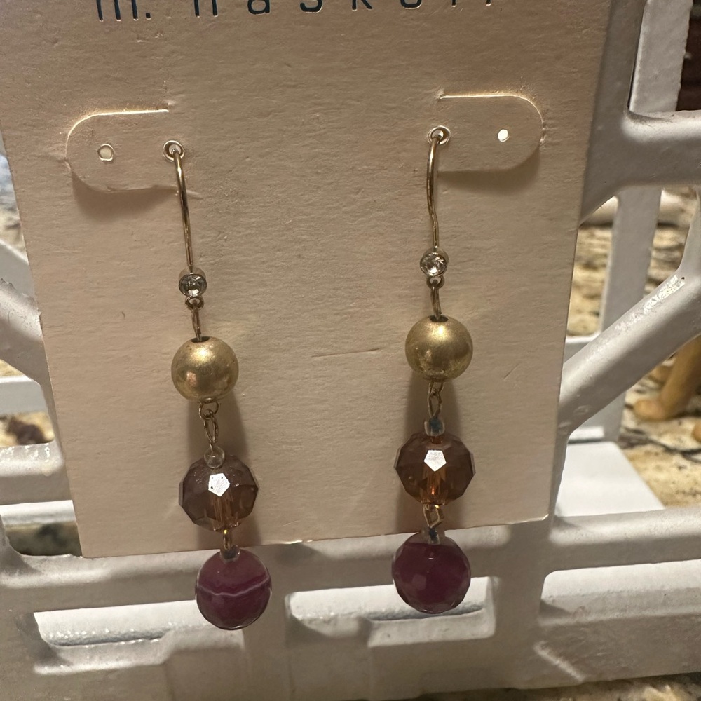 Elegant Gold and Brown Dangle Earrings